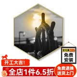 守灯人餐厅装饰画 饭厅挂画餐厅墙面装饰创意六边形客厅挂画北欧黑白酒吧墙上摄影墙画 02（单幅价格） 单幅大尺寸宽52高*60单边30铝合金黑框+玻璃