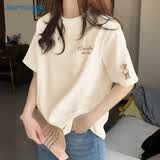 真维斯（Jeanswest）纯棉内搭打底衫女夏季宽松高级感上衣服慵懒风休闲圆领短袖t恤女