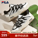 斐乐（FILA）斑斓鞋ROSETTA女鞋板鞋新款面包厚底鞋复古休闲鞋 雪白/黑-SB 37.5