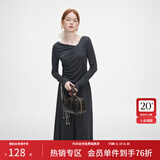 范思蓝恩秋季设计感针织T恤半身裙时尚套装女秋装新款慵懒高腰半身裙女 深灰色（半身裙） XS