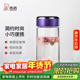 希诺（heenoor）单层玻璃杯子女士加厚泡茶杯便携车载时尚水杯XN-9056紫色 360ml