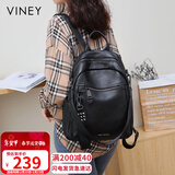 viney牛皮双肩包女大容量高颜值书包旅游轻便旅行包背包生日情人节礼物