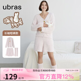 ubras【虞书欣同款】兔绒绒开襟家居服套装厚款女加绒睡衣冬季女 【长袖短裤套装】粉晨色 S