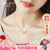沫兰（MOLADY）S925银项链女士爱心形吊坠锁骨链生日新年情人节礼物送女友老婆 [进口锆石]心心相恋项链*礼盒