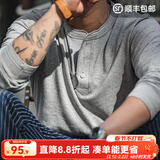 马登工装美式复古重磅亨利衫长袖T恤男开领硬汉内搭纯棉打底衫春 花灰色 【内搭体恤/阿美咔叽穿搭/外穿开领薄款上衣】 L