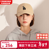 MLB官方男女帽子明星同款软顶棒球帽春春运动遮阳鸭舌帽情人节礼物 洛杉矶道奇队/米黄色/77 均码 F