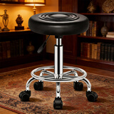 华恺之星吧台椅可升降吧台凳子家用转椅滑轮办公椅搁脚椅餐椅子BY659黑