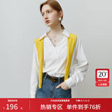 范思蓝恩22FS3092白色蝙蝠袖衬衫女长袖春秋法式气质V领显瘦上衣 白色 XS