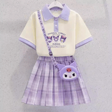 G.duck库洛米裙子女童夏季套装2026新款儿童POLO连衣裙女孩夏套装裙 三只库洛米-紫色-不配包 130 建议身高120-130cm