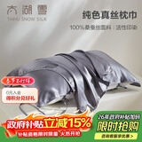 太湖雪真丝枕巾100%桑蚕丝16姆米绸枕头巾一只装丝滑成人枕头套差旅学生 冰川灰48*74cm 1支 装