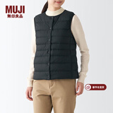 MUJI MUJI 女式 便携式 无领 羽绒背心BDC30C2A舒适轻薄保暖蓬松马甲 黑色 M