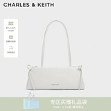 CHARLES&KEITH蝴蝶结简约单肩腋下包法棍包生日女神节礼物送女友CK2-20160193 Meringue White白色 中包