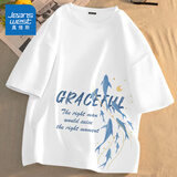 真维斯（Jeanswest）胖子短袖t恤男ins潮牌大码宽松上衣服加肥加大夏季纯棉圆领半截袖 【100%纯棉】白色(柯尔鸭左下标) 4XL (体重205-230斤)