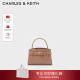 CHARLES&KEITH鳄鱼纹凯莉包手提斜挎婚包包女包生日情人节礼物CK2-50270880-1 BLUSH浅红色 S