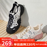 骆驼（CAMEL）丑萌登山鞋女时尚撞色户外休闲鞋 L24S076620 米/银/粉 35