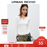 UR2026春季新款女装时尚休闲简约基础修身长袖T恤UYB450010 本白 L