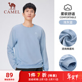 骆驼（CAMEL）长袖圆领套头卫衣男宽松休闲运动打底衫 J13CAYL6063 浅灰蓝 XXXL
