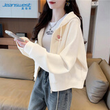 真维斯（Jeanswest）短款卫衣外套女秋季2026新款爆款设计感小众拉链连帽运动开衫上衣