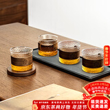 忆壶茶茶杯玻璃品杯家用品茗杯防烫杯子木套隔热杯功夫茶杯喝茶杯小品杯 【4只装】品怡杯150ML