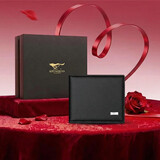 七匹狼钱包男士真牛皮卡包短款票夹礼盒送爸爸男友老公生日礼物