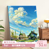 好久不见数字油画diy手绘涂鸦丙烯油彩画夏天绿色风景画画填色手工装饰画