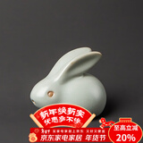 容山堂兔年本命年天青汝窑汝瓷茶宠摆件可养兔子茶桌茶玩茶具功夫茶具 天青汝窑茶宠摆件-玉兔小号