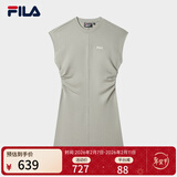 斐乐 斐乐官方女装针织连衣裙2025夏季新款时尚休闲无袖收腰裙子 绿卡其色-DK M 165/84A/M