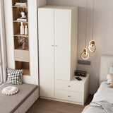 赛鹏实木衣柜床头柜一体小户型收纳柜儿童卧室储物柜转角收纳柜挂衣柜 实木白色 160*50*200【衣柜在右】