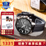 卡西欧（CASIO）商务休闲皮带钢带手表男日韩腕表防水石英男士手表送男友新年礼物 EFR-303L-1A世界时间
