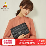 稻草人包包女包牛皮单肩包百搭小香风链条菱格斜挎手机情人节新年礼物送 纯黑