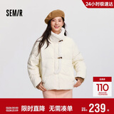 森马（Semir）森马羽绒服女新中式仿兔毛领短款保暖外套24冬新款109724113017
