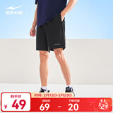 鸿星尔克短裤男夏季新款宽松速干百搭清爽跑步健身休闲男裤运动裤子五分裤 正黑-吸湿排汗ERKE标 4XL （185-190cm/160-170斤）