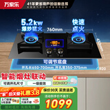 万家乐猛火燃气双灶家用煤气炉具台嵌两用 智能烟灶联动左侧定时快速点火全进风 AY9 【烟灶联动定时灶具】天然气5.2KW
