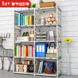 索尔诺 时尚简易书架学生书柜组合多层层架大号置物架储物收纳架展示架家用客厅宿舍寝室书房收纳 荷塘花【宽85cm*高125cm】