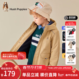 暇步士（Hush Puppies）童装儿童厚风衣冬季新款男女大童纯色摇粒绒外套时尚厚风衣 暖卡其 150 cm