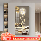 墨派（Mopai）玄关装饰画竖版现代简约走廊过道背景墙壁画入户轻奢挂画免打孔 财鹿望月 80*160cm烤瓷镶钻+铝合金边框