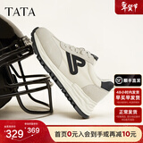他她（TATA）小心甘复古阿甘鞋女轻便休闲运动鞋子女透气新款WPC07AM5 米白/灰/黑 37