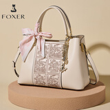 金狐狸（FOXER）牛皮女士包包女包大容量托特包单肩斜挎包妈妈手提包轻奢生日礼物