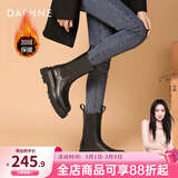 达芙妮官方马丁靴女加绒2026秋冬爆款烟筒靴子女英伦风中筒切尔西女靴 黑色加绒（中筒-5cm跟高） 40