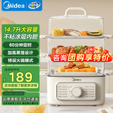 美的蒸锅电蒸锅 蒸蛋器 电煮锅 多功能家用 电锅蒸包子锅电热锅 多层上蒸下煮大容量煮蛋器 14.7L 三层 ZGE2323Z03X