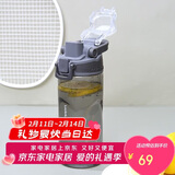 乐扣乐扣（LOCK&LOCK）人鱼线塑料运动水杯夏天便携水壶带刻度提手男女水杯子520ML灰色