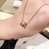 专柜版玫瑰金小裙子满天星项链女彩金扇形锁骨链情人节送女友礼物 玫瑰金小蛮腰满天星项链