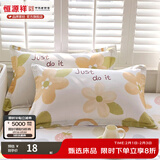 恒源祥 枕套 100%全棉印花斜纹枕头套 40支纯棉枕套亲肤透气单人枕芯套 安暖如夏 48*74cm 单只装
