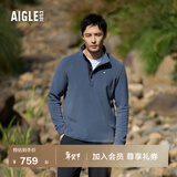 AIGLE艾高抓绒衣经典款POLARTEC户外保暖休闲耐穿半拉链上衣男士 岩灰蓝 BE482 XL (185/100A)