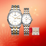 依波（EBOHR）手表 大师系列钨钢圈节日礼物钢带机械情侣表金色/玫金色3006