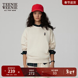 Teenie Weenie小熊秋季简约圆领套头卫衣学院风短款上衣休闲时尚女 乳白色 S (160)