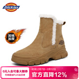 Dickies女士雪地靴女靴冬季加绒加厚短靴保暖棉鞋靴子 黄棕 37 