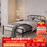 天坛家具铁艺床经典单双人钢木铁床现代环保简约小户型黑白色铁艺婚床 铁艺床（黑色）（不含床垫） 1.2*1.9m