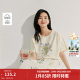茵曼（INMAN）【商场同款】纯棉印花T恤2026夏季女装新款宽松百搭短袖上衣 古杏色 XL