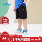 361°儿童短裤夏季男女童3-12岁透气运动裤梭织五分裤 黑 101